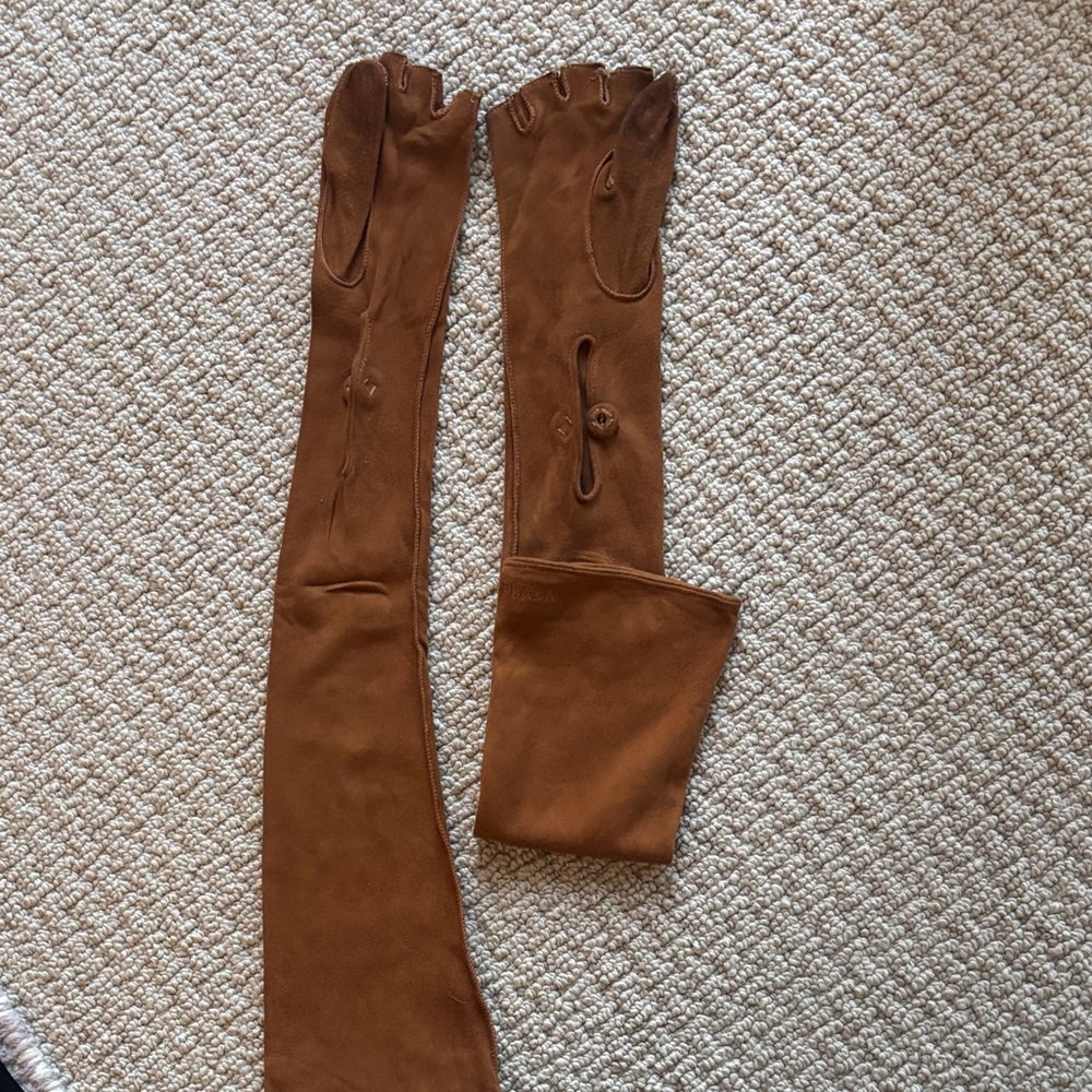 Prada Brown Suede Opera Gloves Sz 7